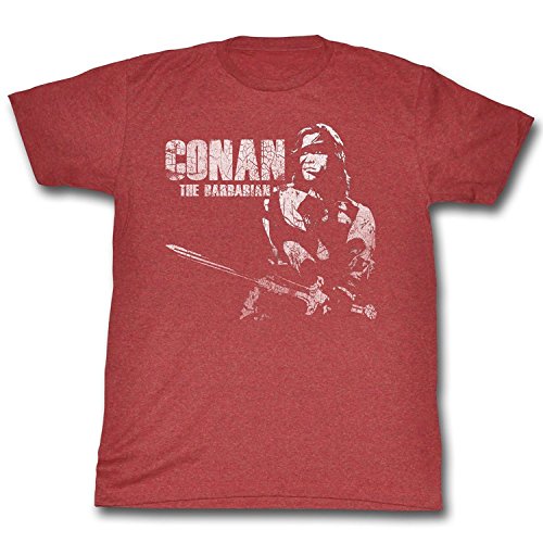 Conan Shirts The Barbarian Adult Heather Red Tee T-Shirt