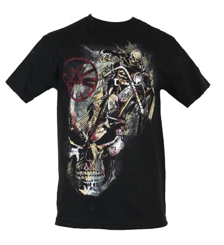 Ghost Rider (Marvel Comics) Mens T-Shirt -Motorcyle Ride Inside Skull Image
