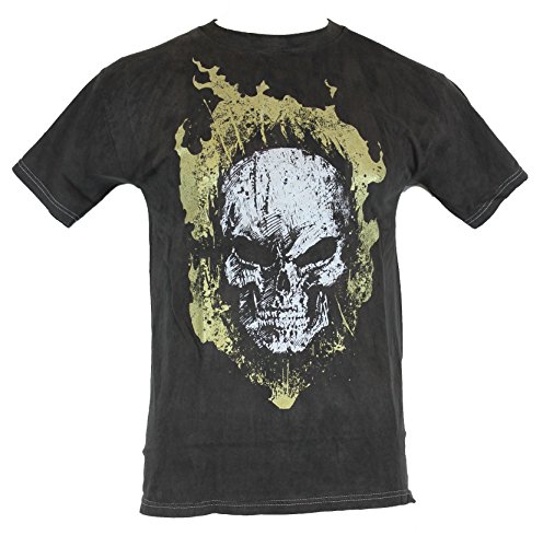 Ghost Rider (Marvel Comics) Mens T-Shirt - Scratched Metallic Flaming Head Image