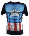 Captain America (Avengers, Marvel Comics) Mens T-Shirt - Ripped Costume Front
