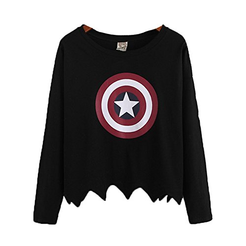 Captain America Pullover Fleece Long Sleeve T shirt