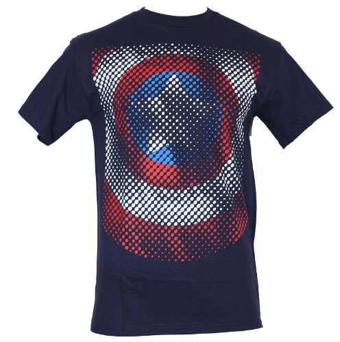 Captain America (Marvel Comics) Mens T-Shirt - Giant Large Dotted Shield Image