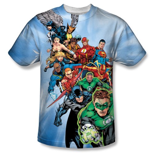 Justice League All-Over Front Print Sports Fabric T-Shirt