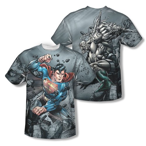 Superman Superman Vs Doomsday Mens Short Sleeve 100% Poly Sublimation Crew Shirt