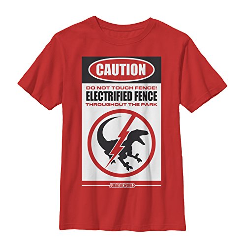 Jurassic World Warning Electrified Fence Boys Graphic T Shirt