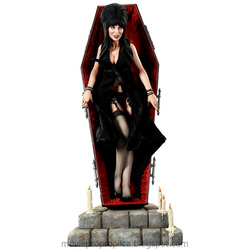 Elvira, the Mistress of the Dark: Elvira in Coffin Statue (Cassandra Peterson)
