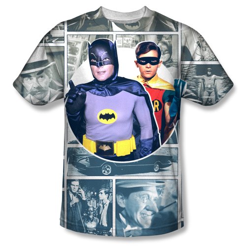 Batman Classic TV Series Robin Penguin Panels Adult Front Print T-Shirt