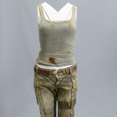 Lara Croft's (Alicia Vikander) Screen Worn Stage 3 Wardrobe Set: 2 Tank Tops, Zip-Front, Cargo Pants, Belt, Bandages & Bracelet.