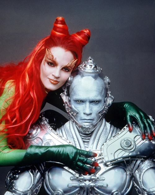 Uma Thurman as Poison Ivy and Arnold Schwarzenegger as Dr. Victor Fries / Mr. Freeze